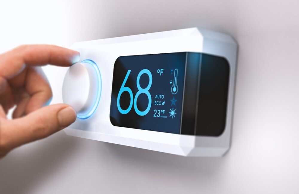 Homeowner setting thermostat for heat pump to 68 degrees fahrenheit