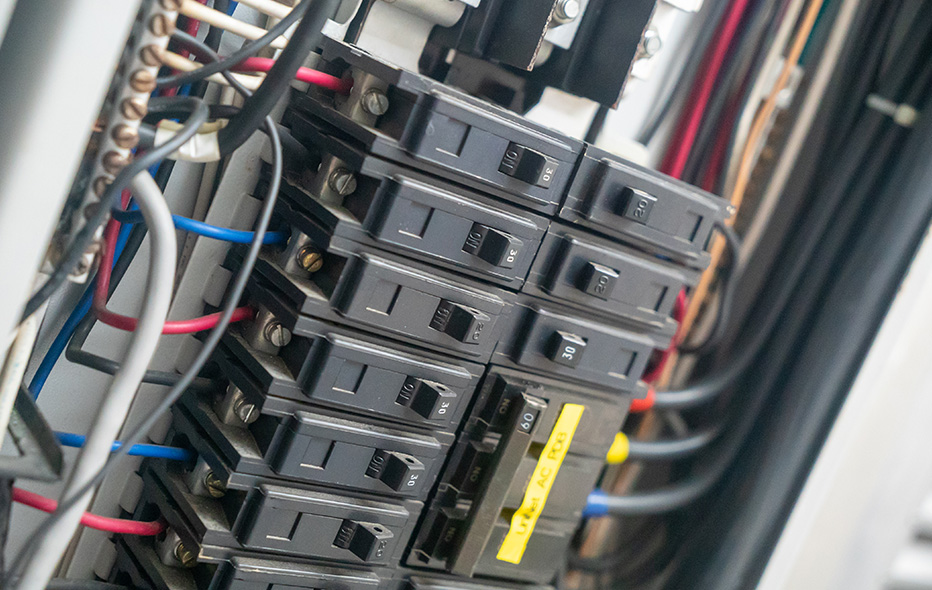 Close up view of an electrical panel