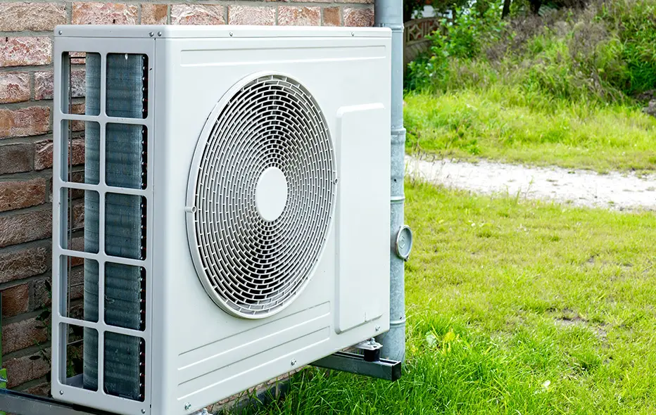 Heat pump shown outside a home