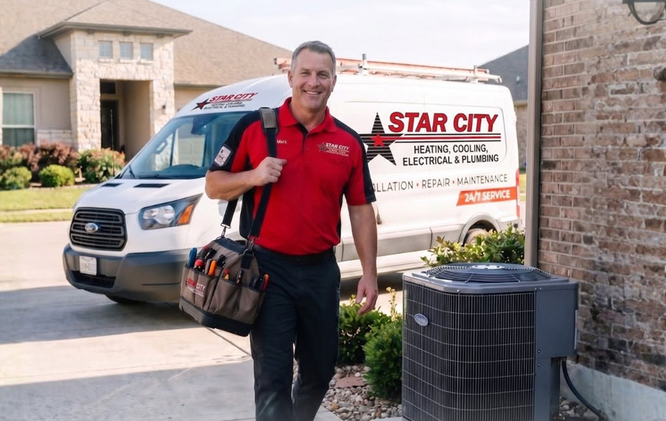 Star City employee walking to a house from a Star City van