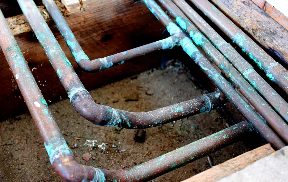Plumbing pipes in need of replacement due to corrosion